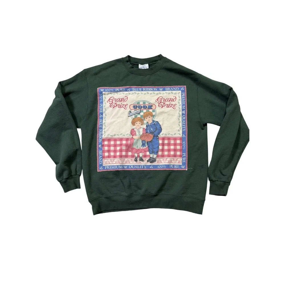 Champion Repurposed Cottagecore Sweatshirt Handmade Quilt Patchwork Farmhouse - Picture 1 of 7